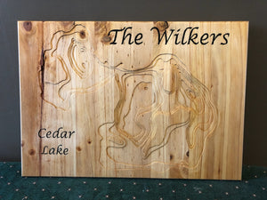 Wooden Lake Outline with depths on Square Frame